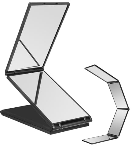 Vin Beauty 4 Wege Klappspiegel 360 Grad Spiegel Reisespiegel Zum Aufklappen Spiegel Faltbarer Kosmetikspiegel Kleiner Reisespiegel Klappbar Handspiegel Schwarz Faltbarer Taschenspiegel Taschenspiegel