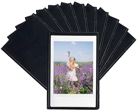 Cadre Photo Magnétique Frigo 10 Pièces Noir, Cadre Aimanté Compatible pour Pellicule Instax Mini, Porte Photo avec Adhésion Puissante pour Réfrigérateur, Tableau Blanc et Toutes Surfaces Métalliques