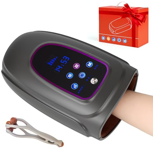 Hand Massager with Heat and Compression, Cordless Hand Massager for Arthritis and Carpal Tunnel, 3 Modes, 5 Levels, Pain Relief Heated Wrist Finger Massage, Gifts for Women Men Relaxation at Office