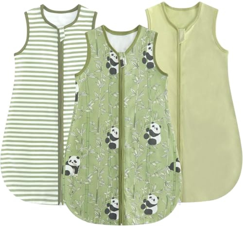 JiAmy Babysovsäck i bomull, 2-pack, unisex bärbar filt för nyfödd & spädbarn, 0-24 månader, 6-12 månader