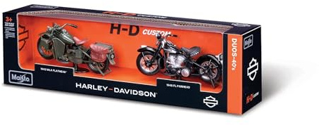 Maisto 1:18 Scale Harley Davidson Duos - 40s Series '42 Flat Head and '48 Panhead Diecast Motorcycles