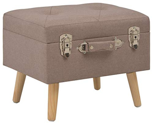 Plumbpyr Sgabello con vano portaoggetti marrone, rivestimento in tessuto, 40 cm, gambe in legno massiccio, rettangolare, moderna panchina per corridoio e spogliatoio