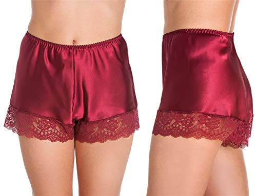 F58 Womens Luxury Satin French Knickers Claret XOS