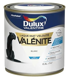 Dulux Valentine Peinture Laque Valénite Glycéro multisupport intérieur-extérieur – Grande résistance pour boiseries et ferronneries - aspect Mat Blanc 0,5 L - 5296795