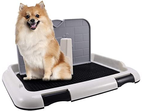 Hundeklo Hundetoilette mit Tablett Hundeklo für Kleine Hunde Töpfchen Trainingsunterlage mit Urin Trennwand, Indoor Hundetoilette Balkon Ideal Welpentoilette für Kleine Großer Hunde ältere Hunde