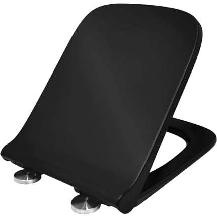 LAVITA LAGO BLACK Antibakterielle Duroplast WC-Sitz mit Absenkautomatik und Schnellverschluss | Passend für LAVITA LAGO BLACK Wand WC | Schwarz