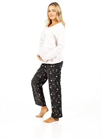 haddow GROUP Silent Night Pyjama Set Maternity Women Nightwear/PJ/Lounge (S = UK 8-10 (Maternity)) Grey