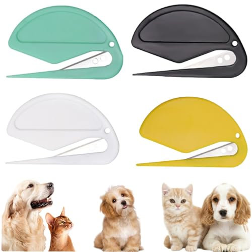 Entfilzungsmesser Katze, Pet Knotting Comb, Knotenkamm Werkzeug, Haustier Beauty-tools Enthaarungskamm Für Hunde Hundepfleger Fellkamm Tragbarer Knotenschneider for Pet Grooming (4PC*B)