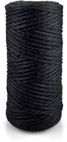 Netuno Cuerda algodón macramé Color Negro 2 mm 150 m Hilo Artesanal Suave Resistente Trenzado decoración manualidad Bricolaje hogar Arte DIY