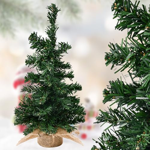 SLTAXAR 1 Stück 30cm Mini Weihnachtsbaum Deko Künstlich Kleiner Weihnachtsbaum Deko Kleine Tannenbaum Mini Künstlich Klein Miniatur Weihnachtsbaum Mini Klein Weihnachtsdeko Baum mit 26 Stück Ornament