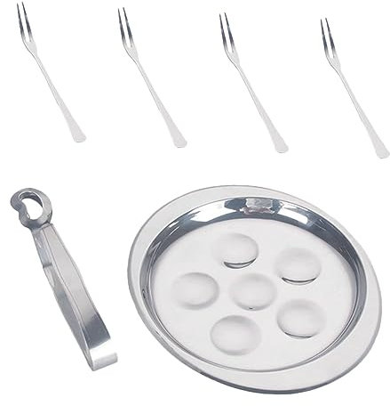 Cabilock Set Escargot Plate Acier Inoxydable Avec Fourchette Et Pince Ustensiles De Cuisine Pour Fruits De Mer Résistant Rouille Compatible Lave-vaisselle