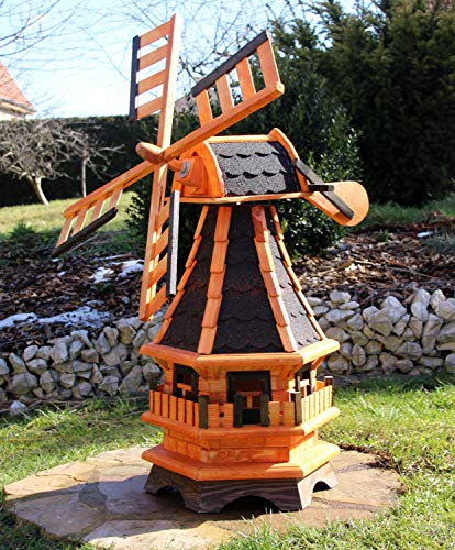 Mulino a vento in legno a scelta con tipo solare 17 (nero senza solare)