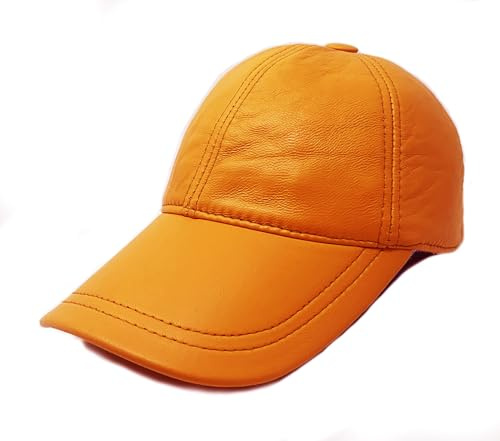 CUCUBA Gorra de béisbol de piel auténtica, talla única ajustable, unisex, amarillo, talla única, amarillo, Talla única