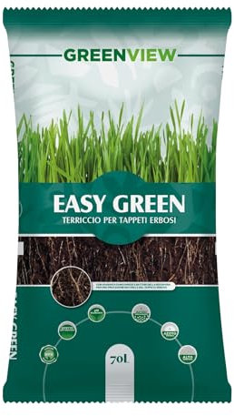 Greenview Terriccio EASY GREEN, substrato di alta qualità per qualsiasi Tappeto Erboso, soffice, drenante, ideale per semina trasemina e rigenerazione (70 Litri)
