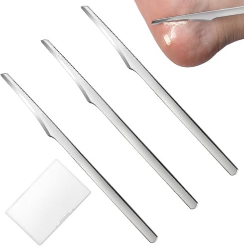 QOMJUFA Bisturi per Pedicure, Set Pedicure Professionale in Acciaio Inox da 3 Pezzi, Kit di Coltelli per Pedicure con Custodia, Pedicure Attrezzi per Rimuovere l Calli di Pelle Morta, Dura