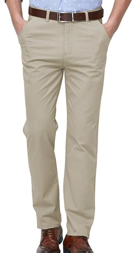 Pantalones chinos de algodón para hombre, corte relajado, pierna recta, pantalones de vestir informales para el trabajo, pantalones chinos para verano, oficina, ocio, ropa de trabajo elástica