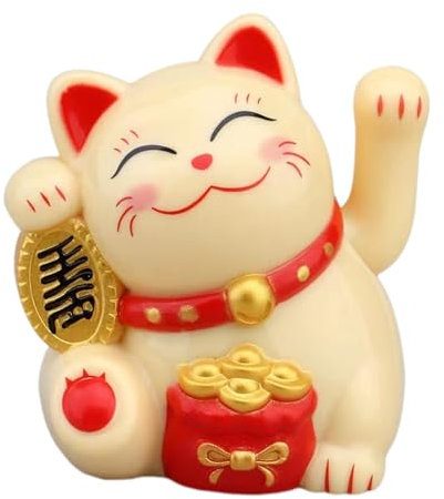Gatto Fortunato Che Saluta A Energia Solare - Grazioso Gattino Cinese Che Saluta Con Il Braccio | Statua Di Gatto Della fortunaa Maneki Neko, Decorazione Da Tavolo fengg shuii, Acchiappasole Per Fines