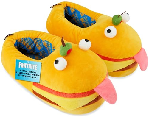 Fortnite 3D Pantofole Bambino e Adolescenti EU 32-42, Peluche Ciabatte Bambini Caldo Antiscivolo Pantofola, Regalo Ragazzo (38/39 EU, Giallo)