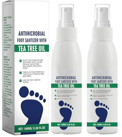 Antifungal Foot Spray,2PCS Clear Foot Sanitizers Spray With Tea Tree Oil,Reduce Feet Odor & Shoe Freshness,Athletes Deodorant for Smelly Feet for Women & Men,Easy to Use