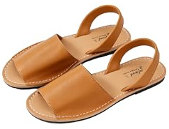 R-ISLAND Zapatos para mujer Menorquinas Mujer Cuero arteficial Suela de Goma,Albarcas Sandalias,