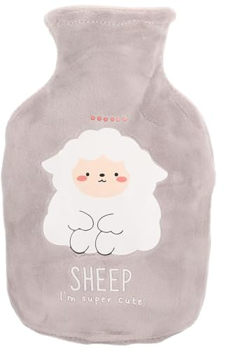 LRXIYODE Bolsa de Agua Caliente Funda de Felpa de 350ml, Diseño Adorable de Dibujos Animados, Gran Capacidad para Aliviar Resfriados en Invierno, Bolsa Térmica de Goma Suave