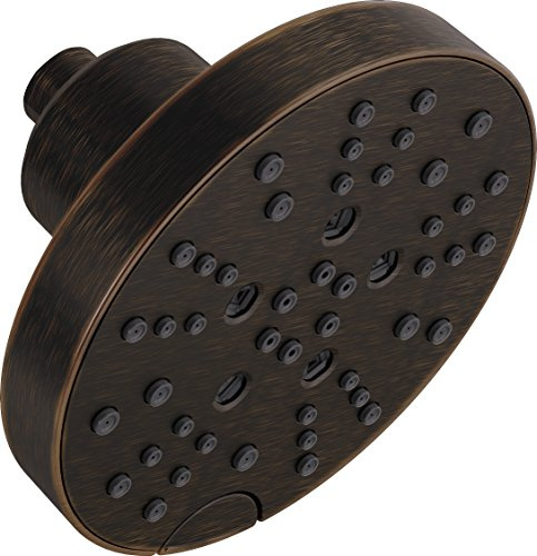 Delta Faucet 5-Spray Shower Head with H2Okinetic Technology, Oil Rubbed Bronze Raincan Shower Head, Round Shower Head, Delta Rain Shower Head, Venetian Bronze 52668-RB 1.75 GPM