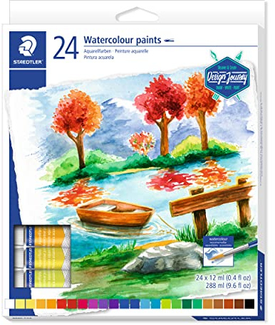 STAEDTLER 8880 C24 Design and Journey. Tubos de pintura acuarela. Caja con 24 tubos de pintura de colores variados