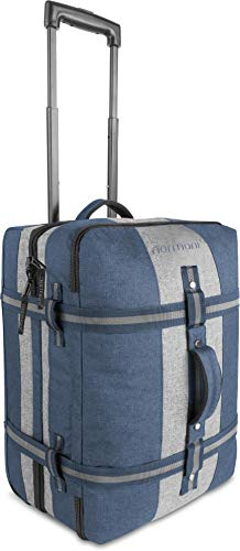 normani Handgepäck Reisetasche Trolley 45 L Bordgepäck Travel Bag mit Rollen Cabin Bag für Lufthansa, Eurowings, Ryanair, KLM, Volotea, Turkish Airline, Wizz Air - (52x38x20-28 cm) Blau/Grau 45 Liter