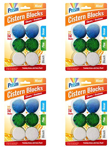 24pk Toilet Bowl Freshener | Each 50g Toilet Block Lasts for 14 Days | 24 Cistern Blocks in Ocean, Pine & Bleach Scents by Prism