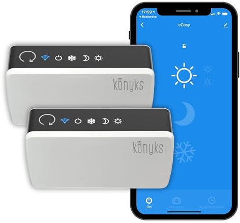 Pack de 2 Contrôleurs connectés pour radiateur électrique Konyks eCosy, Compatible Alexa et Google Home, Fil Pilote 6 ordres, Voyants de Mode, Automatisations faciles…, Wi-FI, Blanc