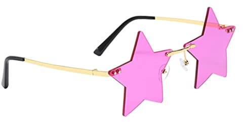 zalati Occhiali da Sole Senza Montatura a Forma di Stella Irregolari Alla Moda Senza Montatura Pentagramma Occhiali Occhiali da Vista per Le Donne Uomini Festa Viola Rosa
