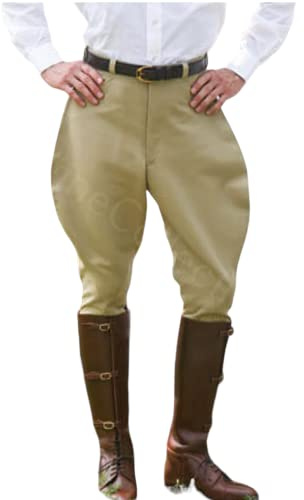 Craft Lovers Jodhpur Riding Pants Men & Women Breeches Military Polo Style Jodhpur Pants – Equestrian Trousers for Horse Riding, Army Parade, Fancy Dress & Cosplay – Light Khaki (32, Model 3)