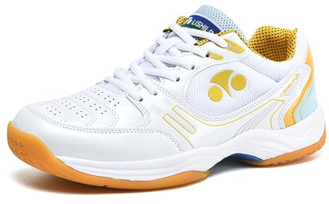 ZHENSI Chaussures De Badminton Hommes Femmes Volley-Ball Tennis Baskets Légères Confortables Chaussures D'entraînement sur Terrain Intérieur,Blanc,37 EU