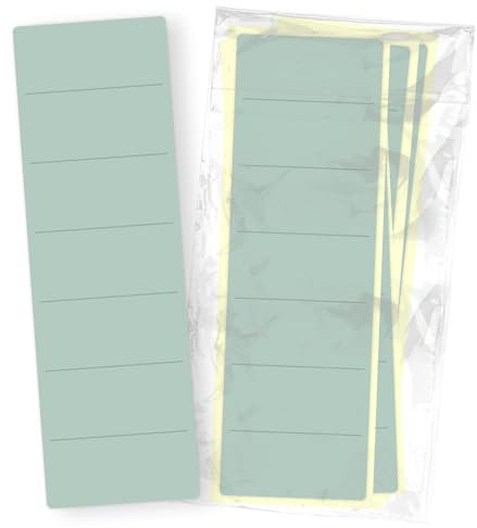 itenga 10x Ordneretiketten BREIT Ordnerrückenschild für BREITE Ordner vollflächig farbig I Ordnerschild selbstklebend aus Haftpapier 6x19cm (Eukalyptus grün)