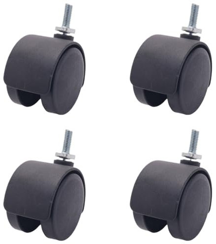 YUCHUANGYE Ruote per Carrello Stelo filettato da 6 mm, Rotella Girevole Doppia da 40 mm, Nera Ruote per Mobili