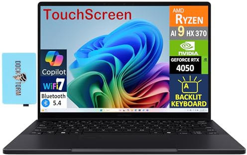 ASUS 2025 ProArt PX13 (Replace P16) 2-in-1 AI Laptop 13.3 Touch OLED 3K 500 nits Display (Ryzen AI 9 HX 370, 32GB LPDDR5X, 1TB SSD, Backlit KYB, WiFi 7, BT 5.4, Win11P) w/DKZ USB Port Expander