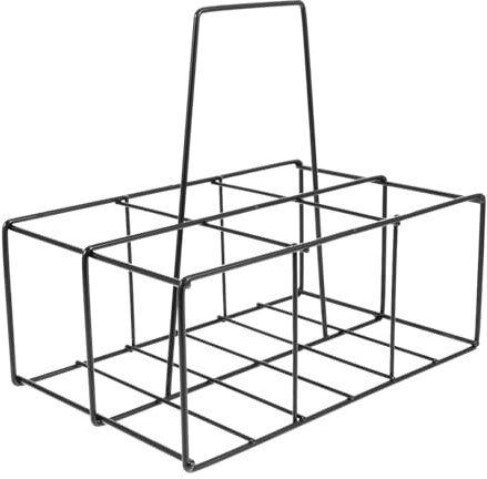 HOMOBABE Botellero De Cerveza Portátil De Hierro Negro 6 Compartimentos, Soporte Multifuncional para Botellas De Leche y Cerveza, Adecuado para Organización Cocina y Restaurante