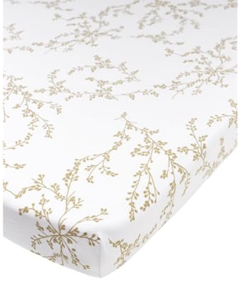 Meyco Baby Spannbettlaken für Laufgittermatratze - 75x95cm - Jersey Spannbetttuch - 100% Baumwolle - Oeko Tex Zertifiziert - Rundum-Gummizug, atmungsaktiv - Branches - Sand