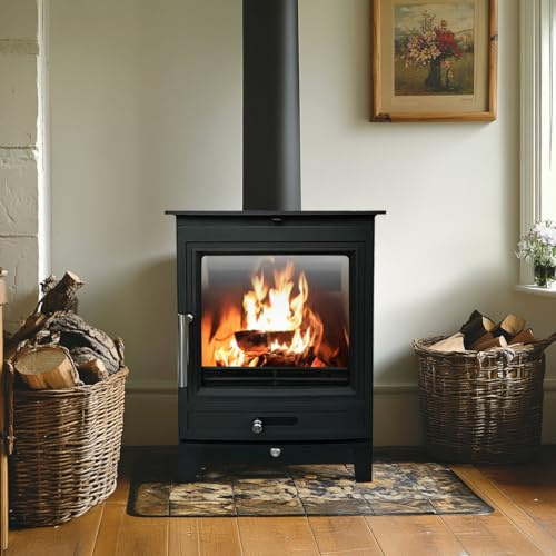 NRG DEFRA Approved Multifuel Stove, 5KW Wood Burning Stove & Multifuel For Home, Wood Logs or Smokeless Fuels (430 x 310 x 560mm)