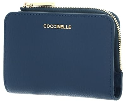 Coccinelle Cuir Porte-Monnaie Metallic Soft Wallet Deep Blue Bleu