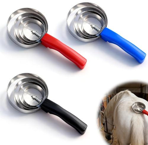Lot de 3 barreaux pour cheval en acier inoxydable - 4 couches - Double face - Brosse de changement de fourrure - Peigne pour curry - En métal - Pour chevaux, vaches