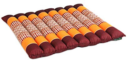 FLAT ROLLABLE - Coussin de Yoga et Méditation Plat et Souple - Orange - ROULABLE et Ajustable en Hauteur et Largeur - Kapok Haute Densité 100% Naturel - Ferme, Stable et Confortable