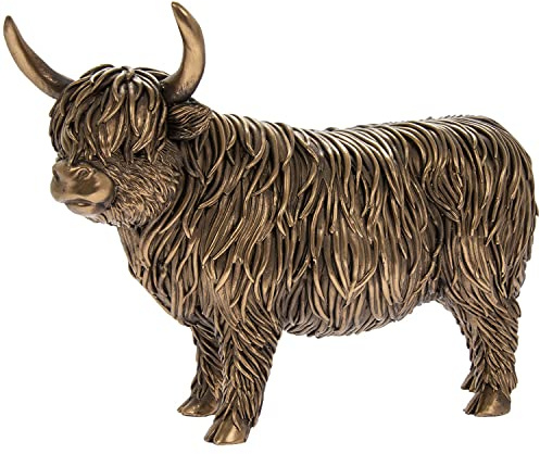 Lesser & Pavey Reflections - Figura de Vaca bronceada de Las Tierras Altas