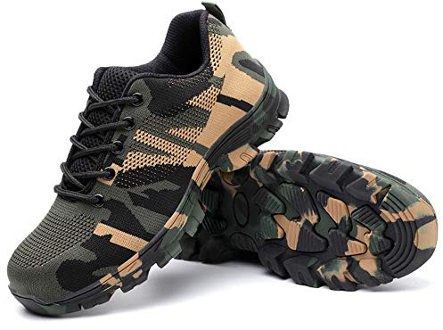 Calzado Seguridad Hombre Mujer Ligero Camuflaje Protectoras Zapatos Trabajo con Punta de Acero Zapatillas de Seguridad