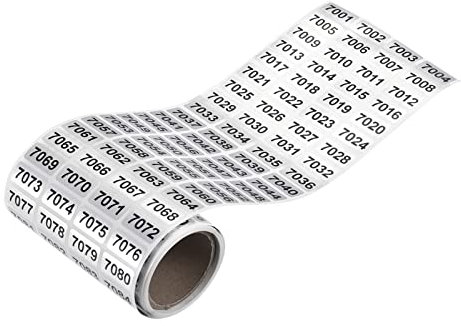 sourcing map 7001 bis 8000 Fortlaufende Nummern Aufkleber Inventaretikett Schwarz Zahlen für Nummerierung im Bürolager Klassifikation