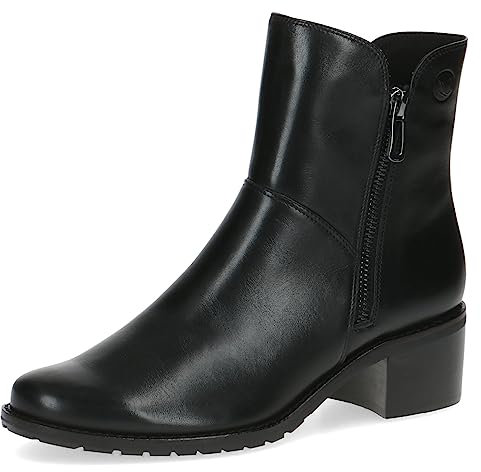 CAPRICE Damen Stiefeletten mit Absatz aus Leder mit Reißverschluss, Schwarz (Black Nappa), 40.5 EU