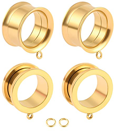 Öronkött tunnel öronmätare gör-det-själv dubbel flared plugg rostfritt stål stretch expander piercing öronpiercing, 10mm(00G), Rostfritt stål