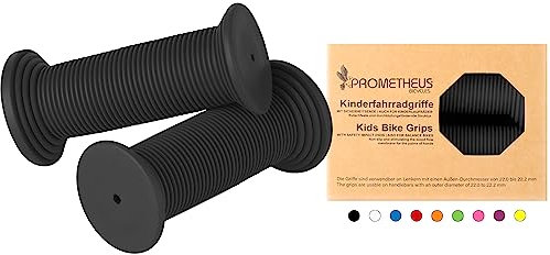 Prometheus Kinderfahrradgriffe Fahrradgriffe Kinder für Mädchen Jungen schadstofffrei | Phthalate frei | Kraton-Gummi 92 x 20 MM (Schwarz)