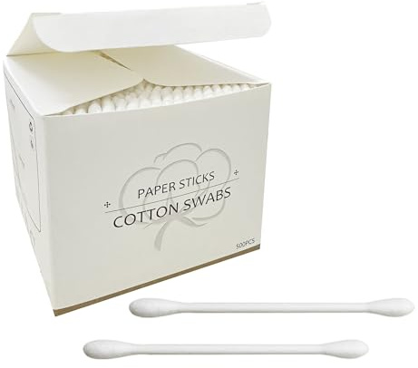 Cotton Swabs with Paper Sticks 1000ct，Double Tipped Natural Cotton Buds