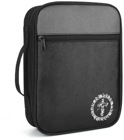 CDBXPRG Bible Cover, Bible Carrying Book Case for Women,Protective Church Organizer Holder Bag with Handle Pockets,Christian Gift for Girls Boy and Men Grey